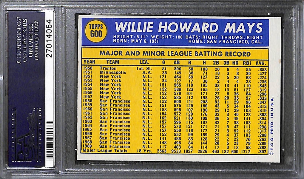 1970 Topps Willie Mays #600 Graded PSA 9