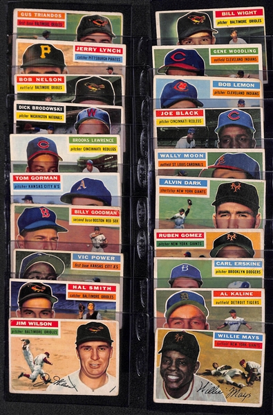 Lot of (20) 1956 Topps Cards w. Willie Mays and Al Kaline
