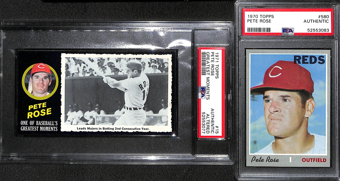 1971 Topps Greatest Moments #15 Pete Rose  (PSA Authentic Altered/Recolored) and 1970 Topps #580 (PSA Authentic)