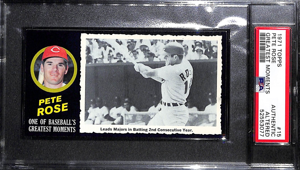 1971 Topps Greatest Moments #15 Pete Rose  (PSA Authentic Altered/Recolored) and 1970 Topps #580 (PSA Authentic)