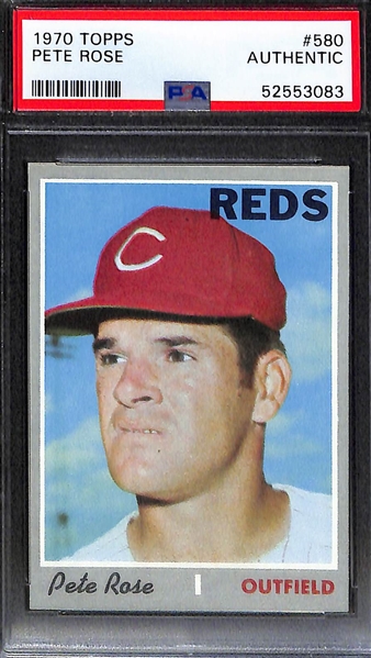 1971 Topps Greatest Moments #15 Pete Rose  (PSA Authentic Altered/Recolored) and 1970 Topps #580 (PSA Authentic)