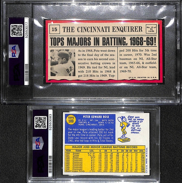 1971 Topps Greatest Moments #15 Pete Rose  (PSA Authentic Altered/Recolored) and 1970 Topps #580 (PSA Authentic)