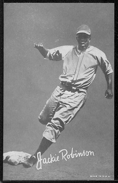 Lot of (2) Exhibits Postcards - Jackie Robinson (1947-66) and Rogers Hornsby (1948 Baseball's Greats)