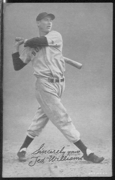 Lot of (3) Ted Williams 1947-66 Exhibits Postcards (w. Sincerely Yours Salutation)