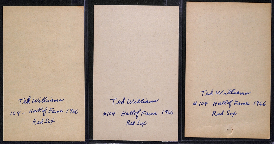 Lot of (3) Ted Williams 1947-66 Exhibits Postcards (w. Sincerely Yours Salutation)