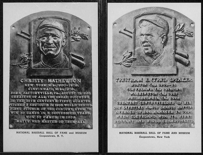 Lot of (6) High-Quality 1946-52 Albertype HOF Plaque Postcards - Cobb, Wagner, Young, Mathewson, Speaker, & Mack