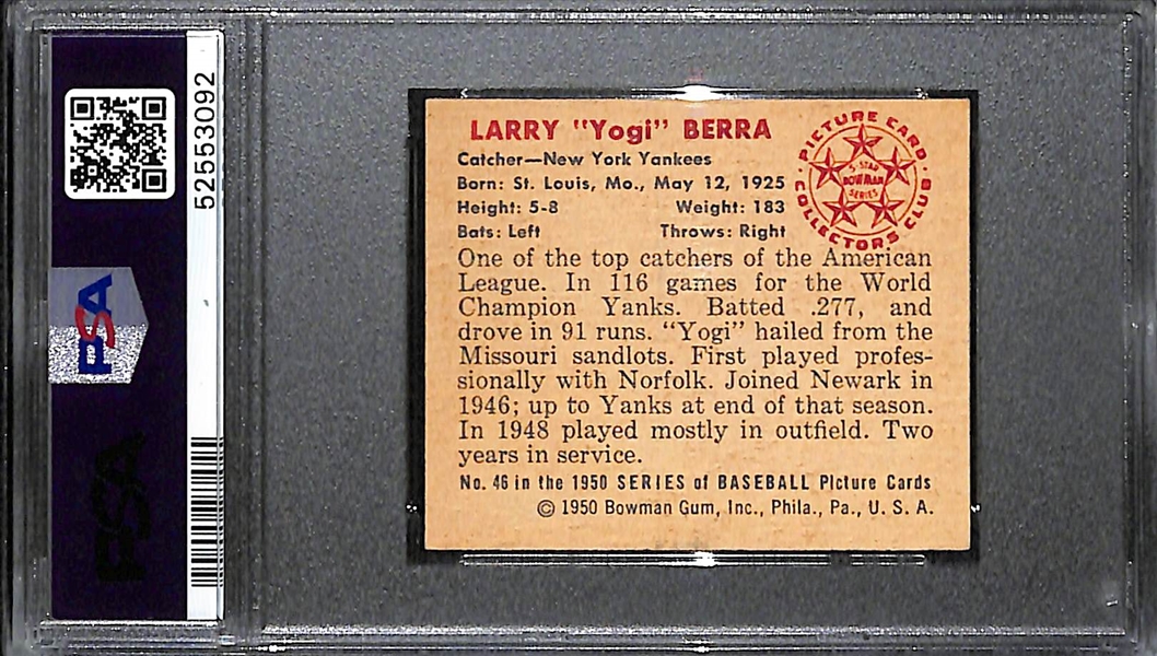 1950 Bowman Yogi Berra #46 Graded PSA 6