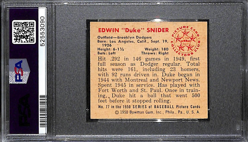 1950 Bowman Duke Snider #77 Graded PSA 6