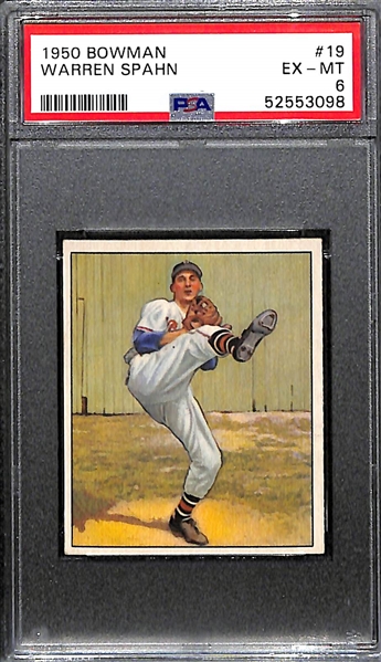 1950 Bowman Warren Spahn #19 Graded PSA 6