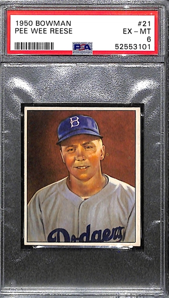 1950 Bowman Pee Wee Reese #21 Graded PSA 6