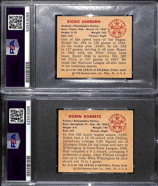 1950 Bowman Lot - Richie Ashburn (PSA 6) and Robin Roberts (PSA 5)