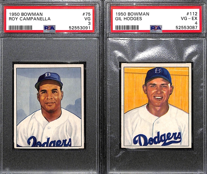 1950 Bowman Lot - Roy Campanella (PSA 3) and Gil Hodges (PSA 4)