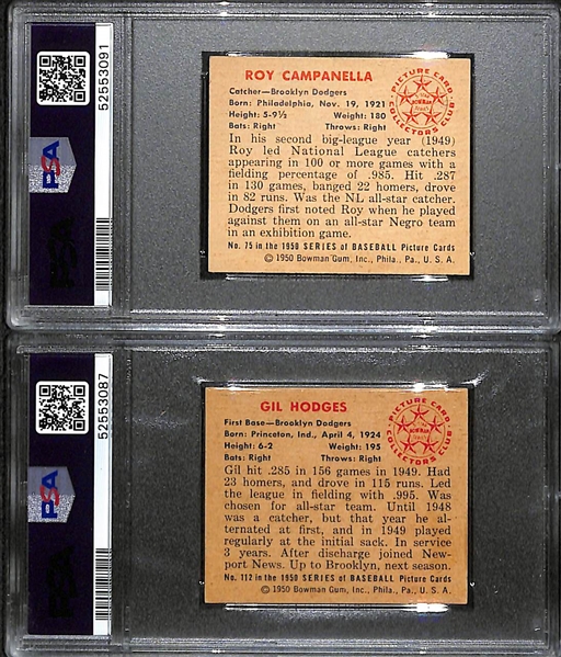 1950 Bowman Lot - Roy Campanella (PSA 3) and Gil Hodges (PSA 4)