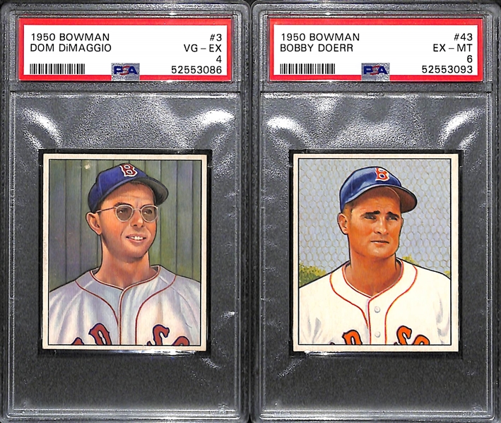 1950 Bowman Lot - Dom DiMaggio (PSA 4) and Bobby Doerr (PSA 6)