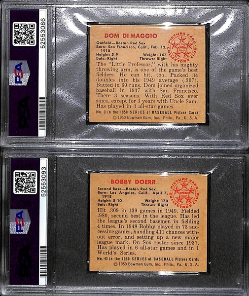1950 Bowman Lot - Dom DiMaggio (PSA 4) and Bobby Doerr (PSA 6)
