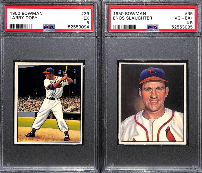 1950 Bowman Lot - Larry Doby (PSA 5) and Enos Slaughter (PSA 4.5)