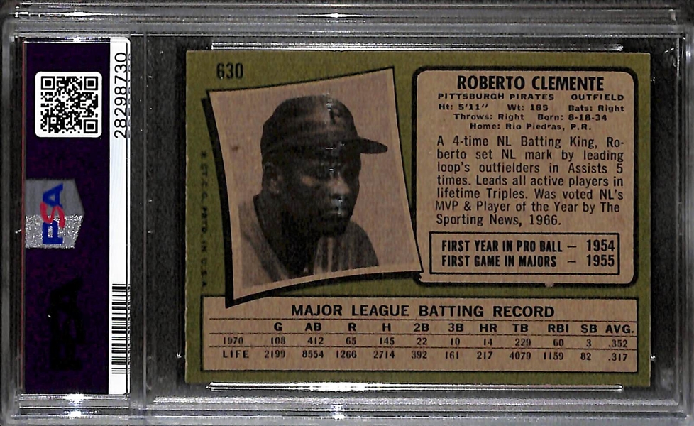 1971 Topps Roberto Clemente #630 Graded PSA 8