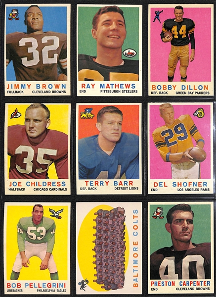 1959 Topps Football Complete Set of 176 Cards w. Jim Brown 2nd Year Card