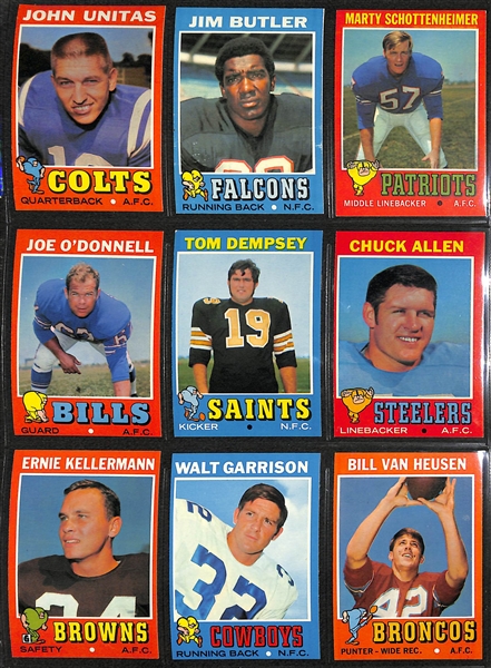 1971 Topps Football Complete Set of 263 Cards w. Bradshaw & Greene Rookie Cards