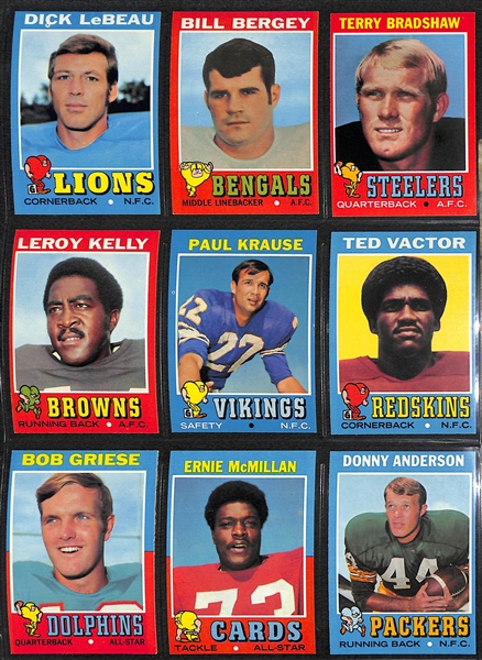 1971 Topps Football Complete Set of 263 Cards w. Bradshaw & Greene Rookie Cards