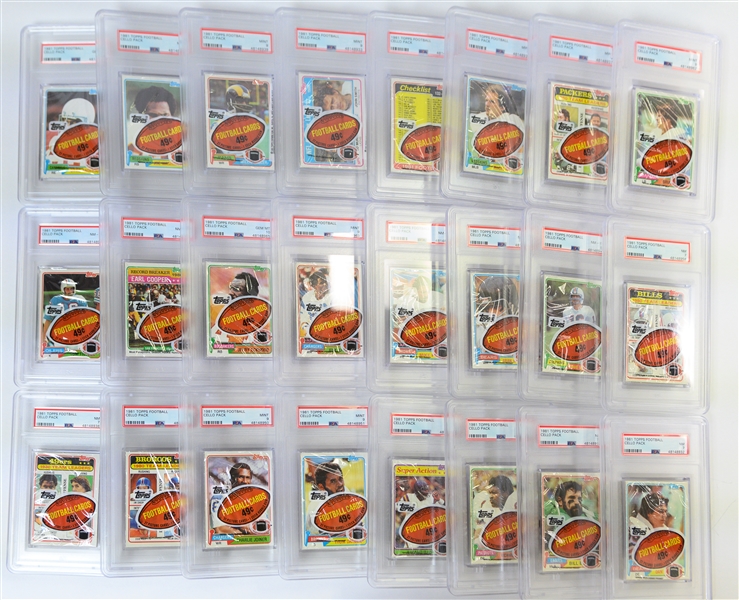 Lot of (24) PSA Graded 1981 Topps Football Cello Packs - Most Graded PSA 9 or 10 (Joe Montana Rookie Year)