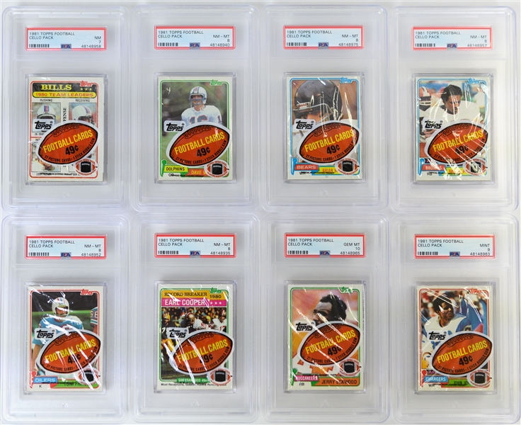 Lot of (24) PSA Graded 1981 Topps Football Cello Packs - Most Graded PSA 9 or 10 (Joe Montana Rookie Year)