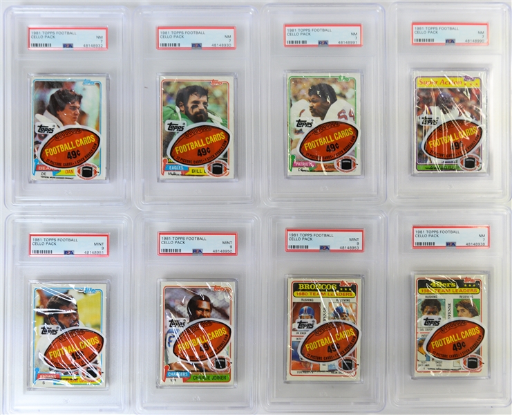 Lot of (24) PSA Graded 1981 Topps Football Cello Packs - Most Graded PSA 9 or 10 (Joe Montana Rookie Year)