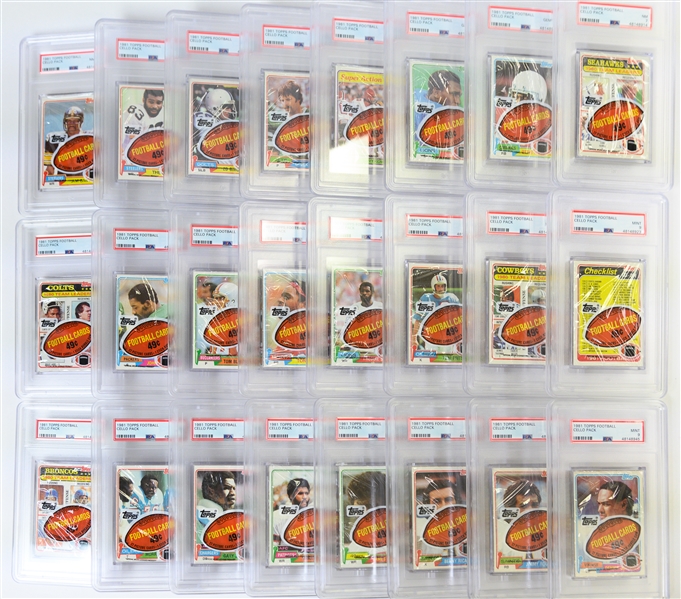 Lot of (24) PSA Graded 1981 Topps Football Cello Packs - Most Graded PSA 9 or 10 (Joe Montana Rookie Year)