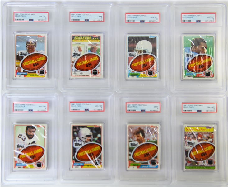 Lot of (24) PSA Graded 1981 Topps Football Cello Packs - Most Graded PSA 9 or 10 (Joe Montana Rookie Year)