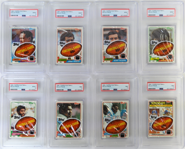 Lot of (24) PSA Graded 1981 Topps Football Cello Packs - Most Graded PSA 9 or 10 (Joe Montana Rookie Year)