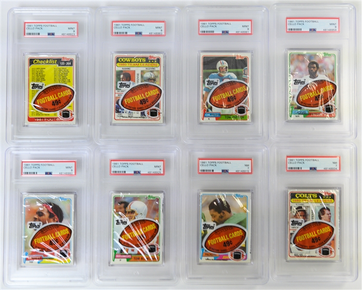 Lot of (24) PSA Graded 1981 Topps Football Cello Packs - Most Graded PSA 9 or 10 (Joe Montana Rookie Year)