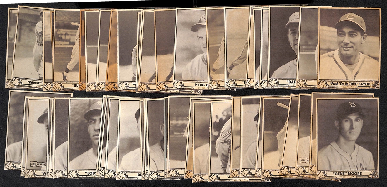 Lot of (50) Authentic/Trimmed 1940 Play Ball Cards w. Lazzeri, Berg, Daffy Dean, Lobert, Travis Jackson, +