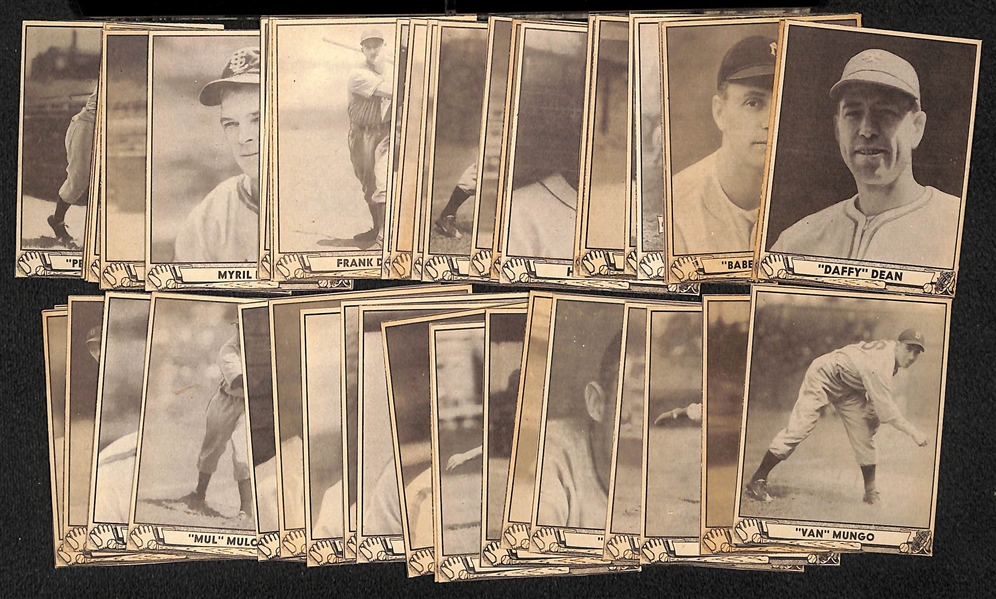 Lot of (50) Authentic/Trimmed 1940 Play Ball Cards w. Daffy Dean, Cuccinello, Dahlgren, Keller, Derringer, Camilli, Jurges, +