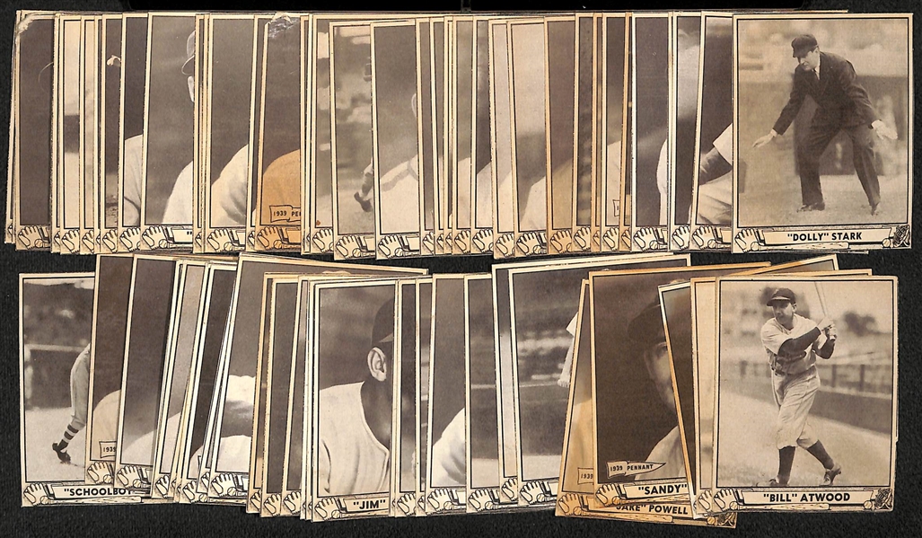 Lot of (71) Authentic/Trimmed 1940 Play Ball Cards w. Bing Miller, Sam Chapman, Fletcher, Stark, Higgins, Selkirk, Pearson, +