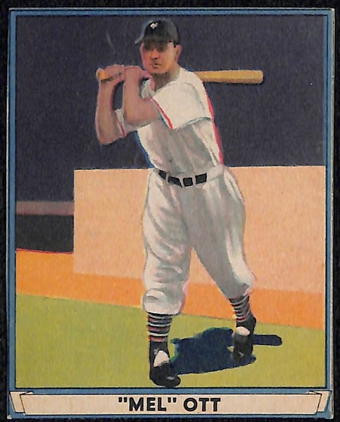 Lot of (7) 1941 Play Ball HOFer Authentic/Trimmed Cards w. Ott, Greenberg, Hubbell, Doerr, Gomez, Ruffing, Vaughan