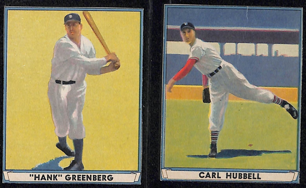 Lot of (7) 1941 Play Ball HOFer Authentic/Trimmed Cards w. Ott, Greenberg, Hubbell, Doerr, Gomez, Ruffing, Vaughan