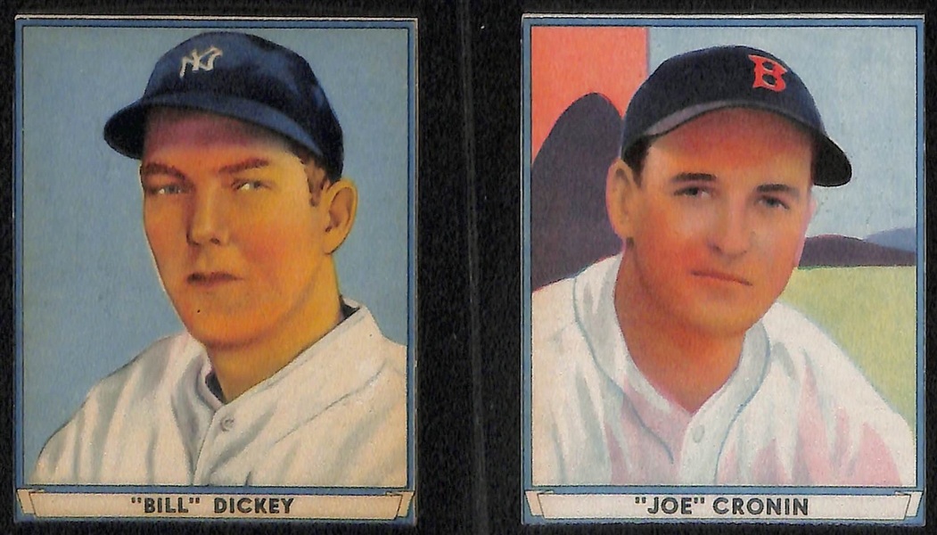 Lot of (7) 1941 Play Ball HOFer Authentic/Trimmed Cards w. Gehringer, Reese, Klein, Dickey, Cronin, Gomez, Ruffing