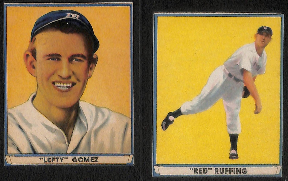 Lot of (7) 1941 Play Ball HOFer Authentic/Trimmed Cards w. Gehringer, Reese, Klein, Dickey, Cronin, Gomez, Ruffing