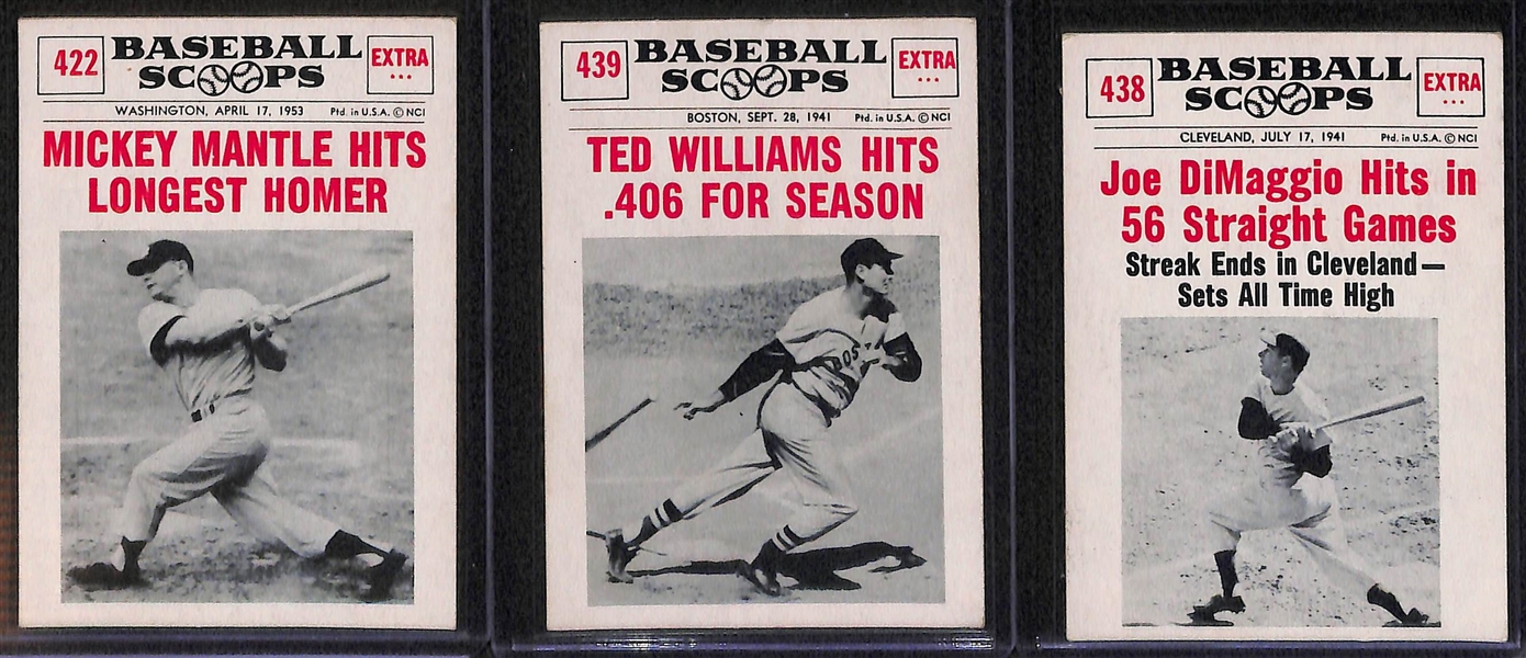 Lot of (5) 1961 Nu-Card Baseball Scoops w/ Ruth, Gehrig, Mantle, Williams, DiMaggio