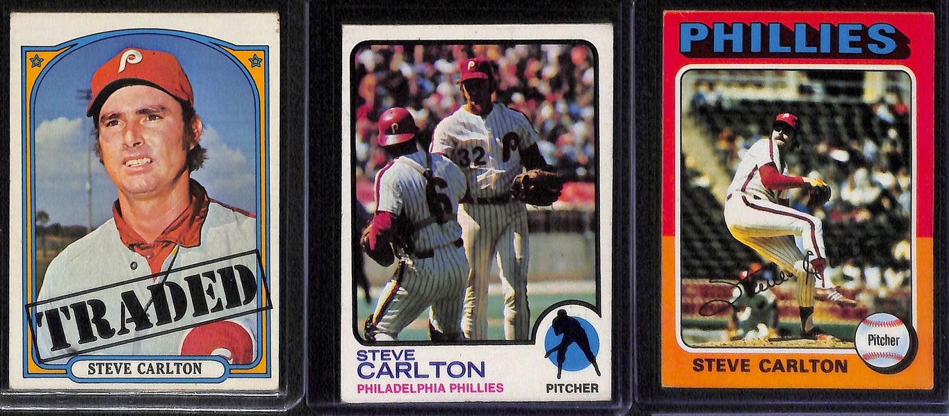 1975 Topps George Brett Rookie & (7) Steve Carlton Cards (Inc. 1967, 1969, 1970, 1972, 1972T, 1973, 1975)