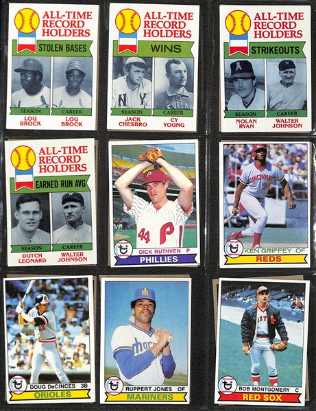 1979 Topps Baseball Complete Set w. Ozzie Smith Rookie Card (All 726 Cards & Both Bump Wills Variations)