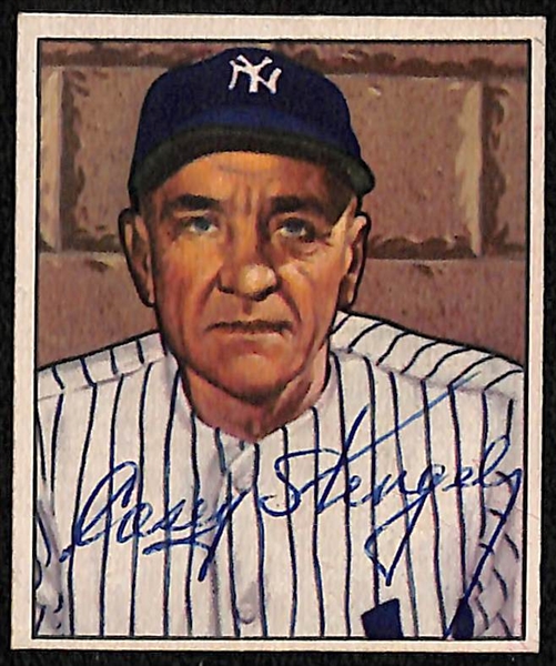 Lot of (4) Secretarial (Non-Authentic) Signed Bowman Yankees Cards w. Yogi Berra and Whitey Ford Rookie Cards