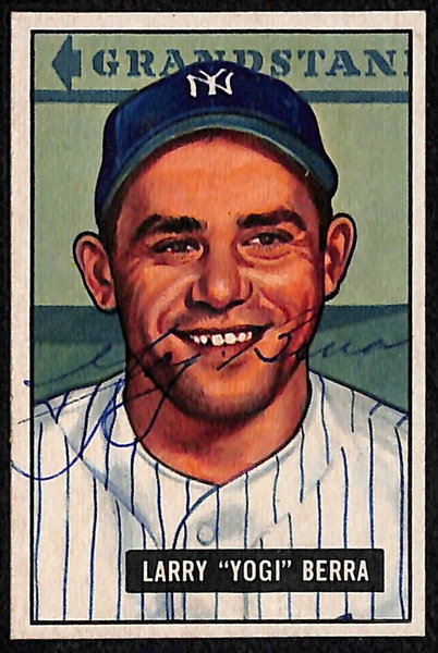 Lot of (4) Secretarial (Non-Authentic) Signed Bowman Yankees Cards w. Yogi Berra and Whitey Ford Rookie Cards