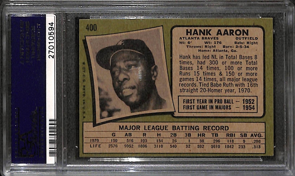 1971 Topps Hank Aaron #400 Graded PSA 8