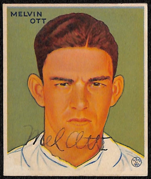 Lot of (5) Secretarial (Non-Authentic) Signed 1933 Goudey HOFer Cards w. (2) Mel Ott, Bill Terry, Rogers Hornsby, Lloyd Waner