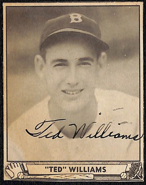 Lot of (3) Secretarial (Non-Authentic) Signed and Trimmed 1940 Play Ball Red Sox HOFer Cards w. Ted Williams & (2) Joe Cronin