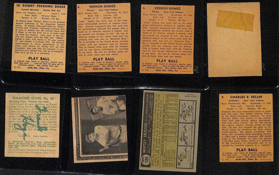 Lot of (15) Secretarial (Non-Authentic) Signed Baseball Cards w. Doerr, (2) Gomez, Dykes, +