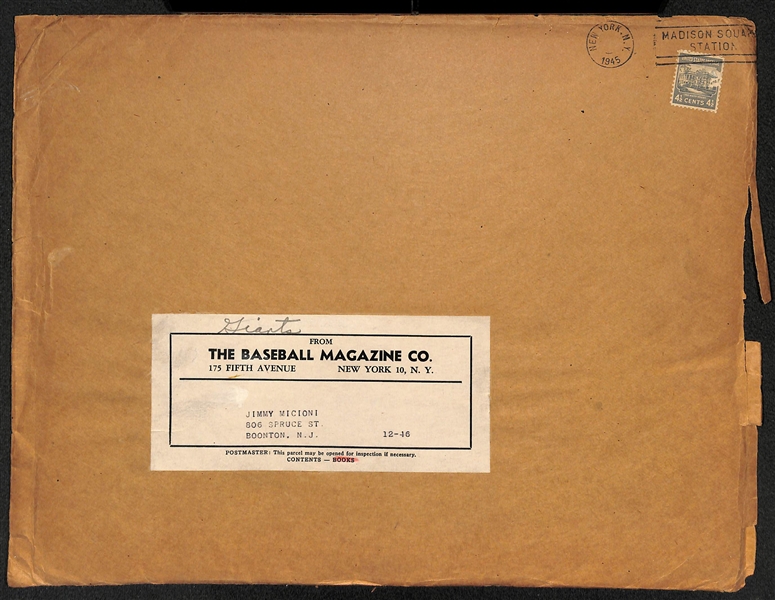 (11) 1940s M113 and/or M114 Baseball Magazine New York Giants Player Supplement Photos (w. Orginial Mailing Envelope)