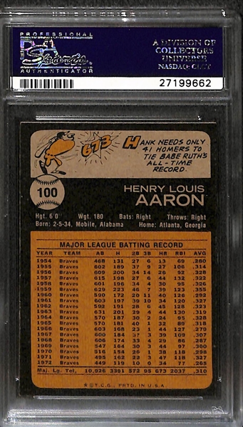 1973 Topps Hank Aaron #100 Graded PSA 9