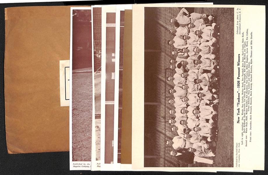 (10) M113 and/or M114 Baseball Magazine Yankees Trimmed Supplement Photos Inc. Team Photos from 1926 1936, 1943, & 1947